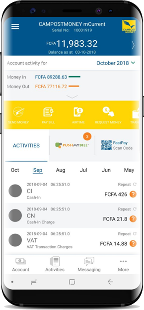 Key mCurrent Account Features and Benefits